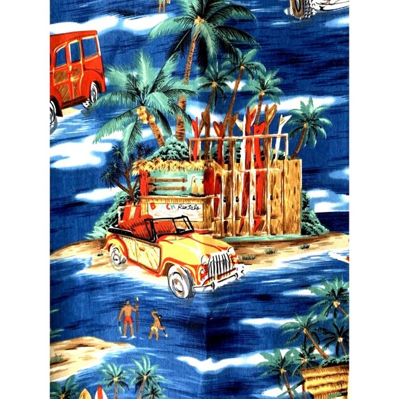 Aloha Joe Mens sz L (16-16 1/2) Blue & White Short Sleeve Button Hawaiian Shirt - Picture 11 of 13